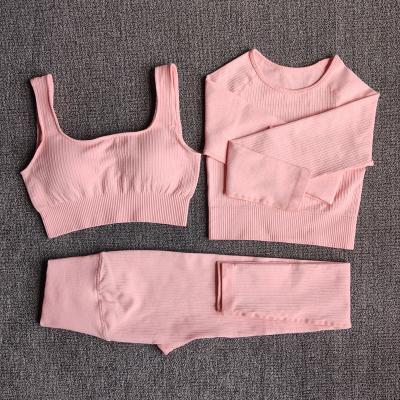 China Breathable Women Yoga Gym Sets Top Fitness Culture Sports Sportswear Workout Clothes Sporty Gym Wear Long Sleeve Legging Seamless Yoga Suit for sale