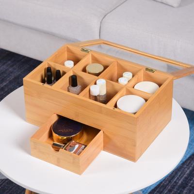 China Amazon Hot Sale Wooden Bamboo and Tea Storage Box Bamboo Coffee and Acrylic Storage Box with Drawer for Kitchen Living Room for sale