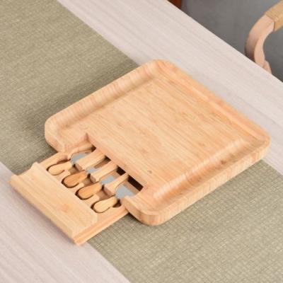 China Quality Price Guaranteed Rectangle Bamboo Cheese Board Knife Set Bamboo Tray for sale