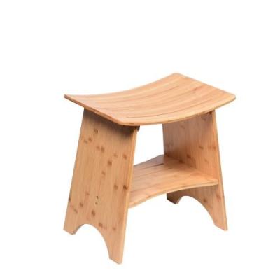 China Natual Modern Wholesale Multifunctional Bamboo Shower Bench Teak Shower Snitch Sturdy Waterproof Stool With Shelf For Bathroom for sale