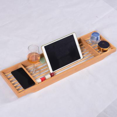 China Modern Cheap Wooden Bath Caddy Good Quality Tray Bamboo Bathtub Organizer Bamboo Tub Caddy Trays for sale