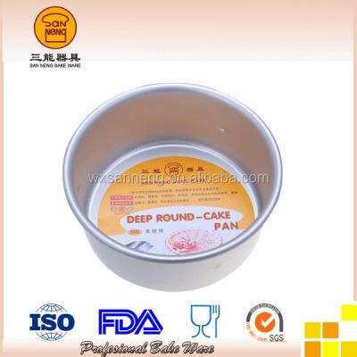 China Disposable High Level Deep Round Embossed Cake Pan With Tag Design (Anodized) for sale