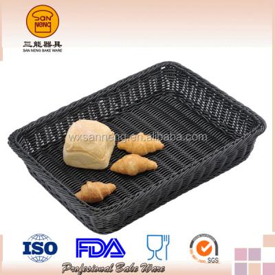 China Sustainable Bakery Shop Display Colored Deep Rectangular Bread Rattan Basket for sale