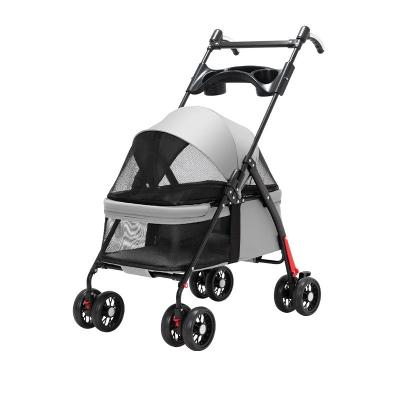 Cina Deluxe Push Cart pieghevole per animali da compagnia Respirabile per i negozi di animali / grossisti di forniture per animali domestici, passeggino per cani piccoli in vendita