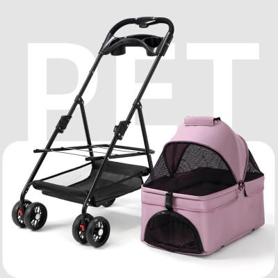 Cina Stroller per cani in nylon resistente, stroller pieghevole per animali domestici, copertura per la pioggia, materiale in lega di alluminio, leggero e comodo, in vendita