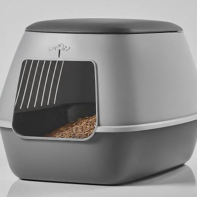 China Portable Small Apartment Cat Litter Box , Plastic Open Top Small Cat Box With Lid for sale