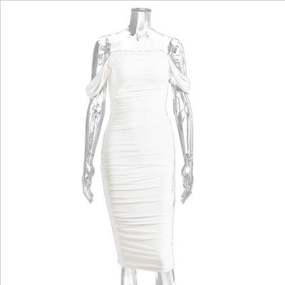 China Other Cheap Summer Elegant White Sleeveless Bodycon Solid Color Dresses Women for sale