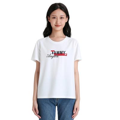 China Other Women's Fashion Front Printed Embossed Quality Lady Short Sleeve T-Shirt for sale