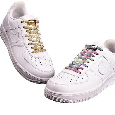 China Flat Colorful Magnetic Elastic No Tie Shoe Laces Rainbow Sneakers Lace Kids Adult Laces Flat Lazy Shoe Laces for sale