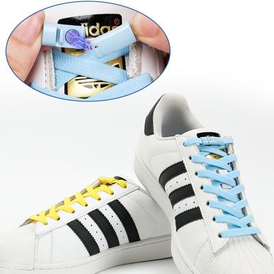 China Magnetic Metal Flat Lock Laces Elastic Quickly Put On And Take Off Flat No Tie Lace Shoe Accessories Sneakers Lazy Shoe Lace for sale