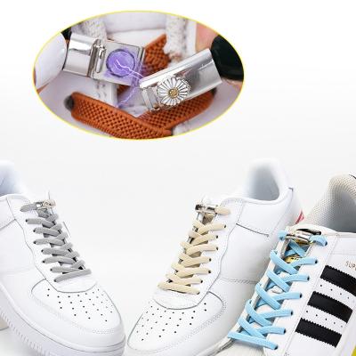 China Sporty Flat Flat No Lazy Shoe Laces Metal Link Wire Lock Shoe Laces Magnetic Elastic Kids Lazy Adult Unisex Sneakers for sale