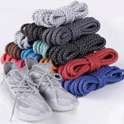 China Round reflective yeezy laces for men women sneakers shoe laces safety reflective lace around boot laces for sale