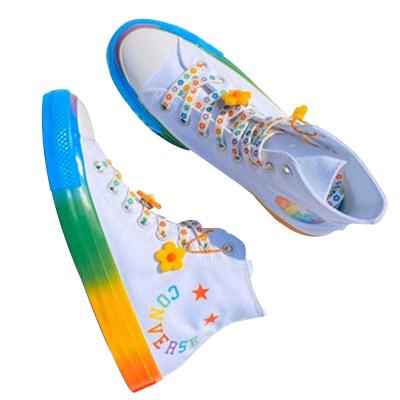 China Small Flat Flat Daisies Shoe Laces High Top Canvas Sneaker Lace Printed Adult Unisex Kids Fashion Elasticity Laces for sale