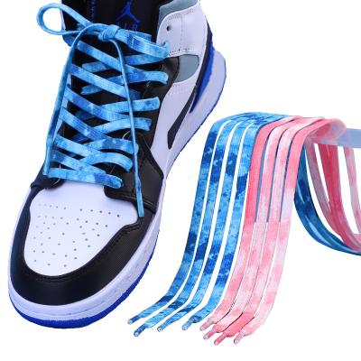 China Tie Printed Dyed Sneakers Lace Basketball Shoes Fashion Personality Color Flat Shoes Laces Adult Unisex Kids Cotton Laces for sale