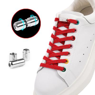 China Wholesale Flat Reflective Laces For Shoe Laces Unisex Lazy Buckle Capsule Metal Sneakers Laces Quick Lock No Tie Lace for sale