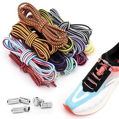 China Around No Link Round Color Sports Shoe Laces Metal Capsule Rotating Lock Lazy Laces Adult Quick Easy Lock Laces Kids Lace for sale