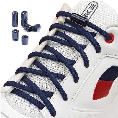 China Round 21 Colors No Color Metal Round Lock Tie Laces Elastic Shoe Laces For Kids And Adult Sneakers Quick Lock Shoe Laces for sale