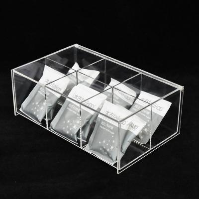 China Retail Stackable Cube Acrylic Storage Box / Clear Acrylic Tea Bag Storage Box 12 Compartments Tea Box for sale