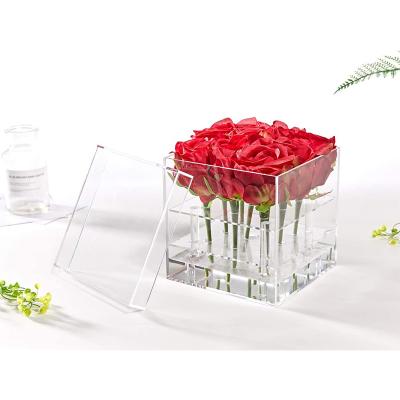 China Eco-friendly Clear Acrylic Flower Box Organizer-Rose Gift Boxes Water Rack Flower Box for sale