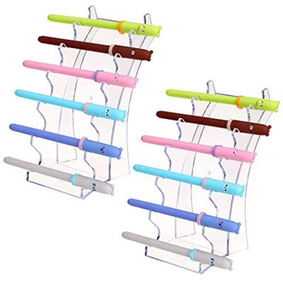 China Handmade Acrylic E-Cigarette 6-Slots Display Stand Organizer Pen Nail Brush Eyebrow Holder for sale