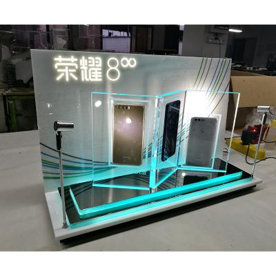 China Eco-friendly Design Mobile Phone Shop Cell Phone Acrylic Luminous Display Stand For Huawei Glory for sale