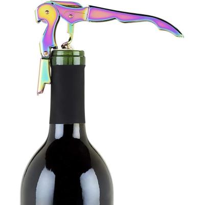 China Stainless Steel Colorful Servers Dual Stocked Hinge Bottle Wine Opener Corkscrew for sale