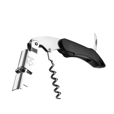 China New Durable Quick Motion Premium Double Lever Hinged Waiters Logo Corkscrew Pocket Wine Opener for sale