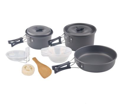 China Sustainable Hot Sale Aluminum Camping Pot Set Raise Cookware Backpacking Outdoor Camping Cooking Cookware Set for sale