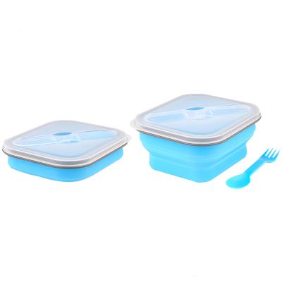 China Customized Microwavable Silicone Food Container Outdoor Plastic Lunch Box for sale