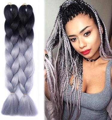 China 24 Inch 2 Tone Color X Pressure Ombre Jumbo Expression Soft Curly Fiber High Temperature Synthetic Fiber 2 Crochet Braiding Hair Braiding Extensions for sale