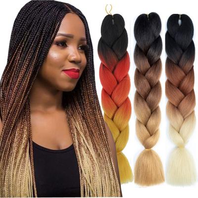 China Wholesale Bulk Synthetic Fiber High Temperature Elephant Hair Braiding Material High Quality Soft Light Yaki Ombre Synthetic Hair Extension Crochet Braiding Hair for sale