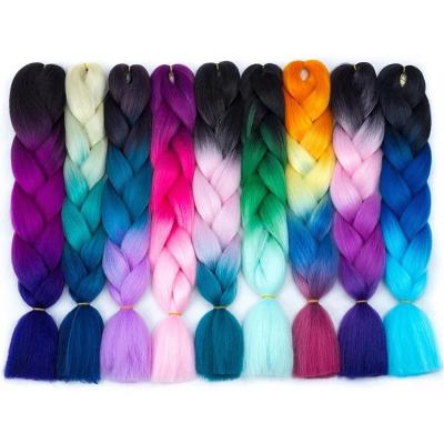 China Hot Selling High Temperature Synthetic Fiber 24 Inch 4 Tone X Pressure Elephant Braid Hair Synthetic Ombre Expression Colorful Braiding Hair Extension for sale