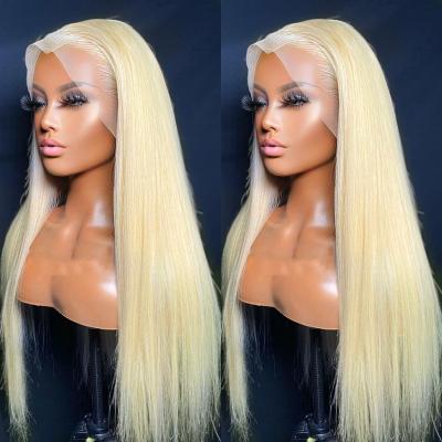 China 8-32 Inch 13x4 Blonde Bone Hair Wigs Remy Colored Frontal Closure T Part Lace Wig Straight Thick Straight Soft Blonde Hair Wigs 613 for sale