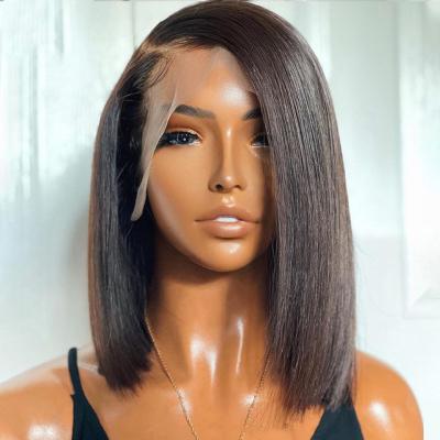 China Bob Wigs Transparent Frontal Wig Brazilian Straight Thick Smooth Soft Pre Plucked Natural Lace Wigs Hair For Women for sale