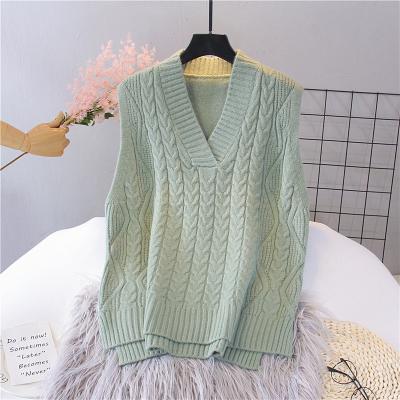 China Breathable Sweater Vest Women Knitted Vest Sweater Spring And V-Neck New 2022 Autumn Loose Sleeveless for sale