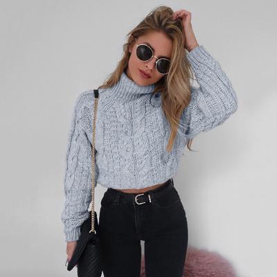 China 2022 high quality Anti-wrinkle sweater spring neck and autumn turtle ladies knitted solid color short women's sweater for sale