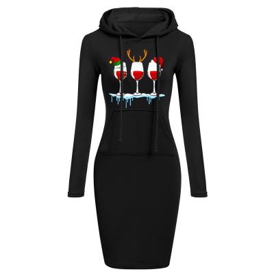 China New 2022 Best Selling Anti-Static Casual Women's Printed Long Sleeve Hooded Dress for sale