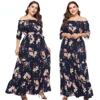 China 2022 New Washable Plus Size Women's Clothes Bohemian Dress With One-Neck Collar High Quality for sale