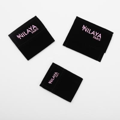 China Recyclable Logo Printing Black Envelope Velvet Dust Makeup Bag Custom Envelope Cosmetic Pouch for sale