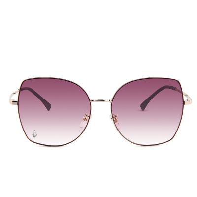 China 2021 Oversized Gold Metal Frame Sunglasses Fashion Sun Glasses Shape To UV 400 Sun Glasses For Women for sale