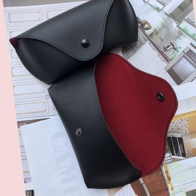 China PU Leather Pile Coating Eyewear Sun Glasses Box Snap Buttons Sunglasses Case for sale