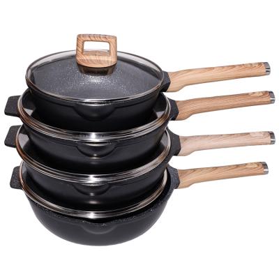 China Sustainable Wholesale High Quality Aluminum Pot Cookware Set Kitchen Nonstick Cooking for sale