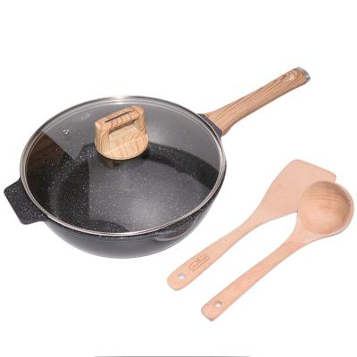 China Durable Aluminum Marble Cookware Sets Anti-Yellowing Deep Non-Stick Granite Coated Mini Fry Pan for sale