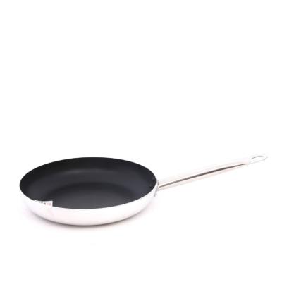 China Sustainable Pressed Aluminum Bottom Outside Induction Fry Pan Polished Sandy Interior Black Non-Stick Cookware for sale