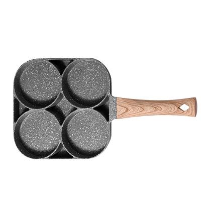 China Customized Viable 4 Hole Pancake Pan Cast Aluminum Cookware Frying Egg Nonstick Frying Pan for sale