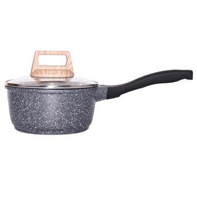 China Cookware Die Casting Granite Coating Induction Sustainable Aluminum Bottom Mini Stainless Steel Sauce Pan for sale