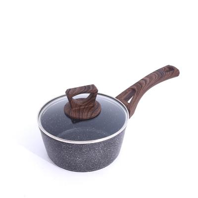 China Viable Forged Aluminum Bottom Mini Kitchen Sauce Pan Non Coating Marble Stick Induction Bottom for sale