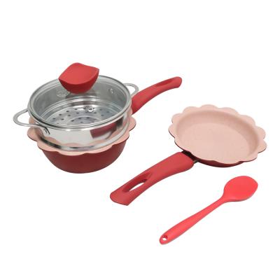 China Yeahmeck Sustainable Small Size Baby Food Cookware Set For Supplement, Frying Pan Milk Sauce Pan Set for sale