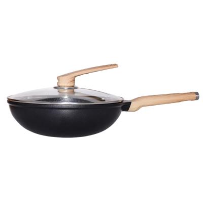 China Durable 28cm Non Stick Saute Pan Die Cast Aluminum Cookware Kitchen Non Stick Wok Stainless Steel for sale