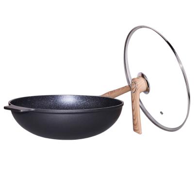 China 32cm Malaysia Viable Popular Marble Kitchen Chinese Burner Wok Pan for sale